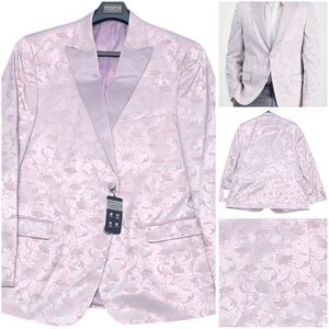 Alfani Mens Slim fit Sport Coat Blazer 46R Pink Floral Polyester Rayon Brand New